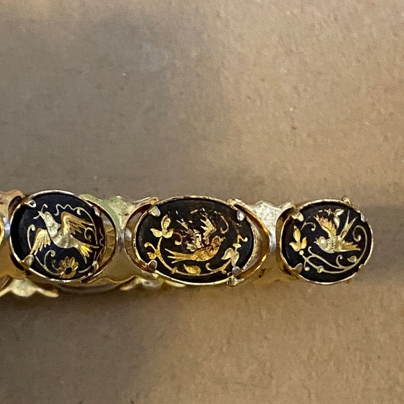 Damascene Goldtone Bracelet - Picture 7 of 9